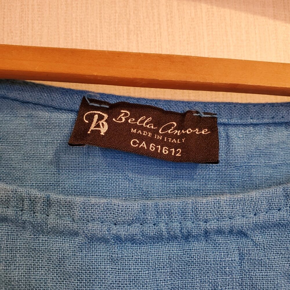 Bella Amore Large/XL Blue Linen Tunic Made in Italy - Picture 2 of 7